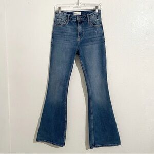 Abercrombie‎ & Fitch Ultra High Rise Stretch Flare Jean Medium Indigo Blue Wash
